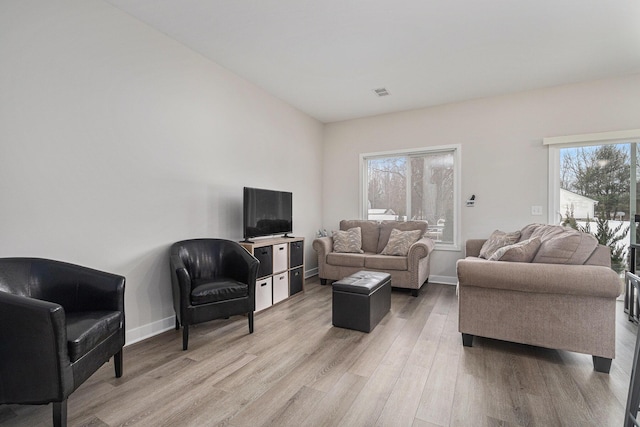 living room with wood-type flooring