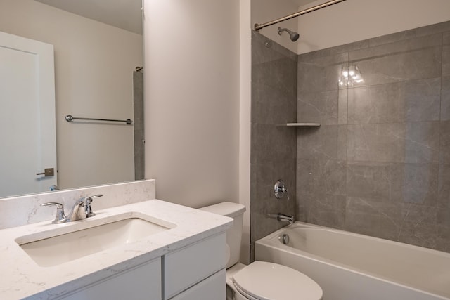 full bathroom featuring toilet, shower / tub combination, and vanity