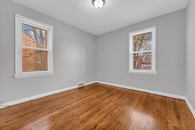 spare room featuring wood-type flooring