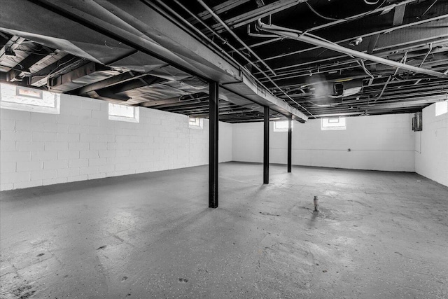 basement with plenty of natural light