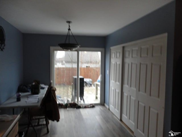 dining room with wood-type flooring