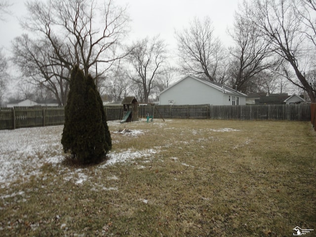 view of yard featuring a playground