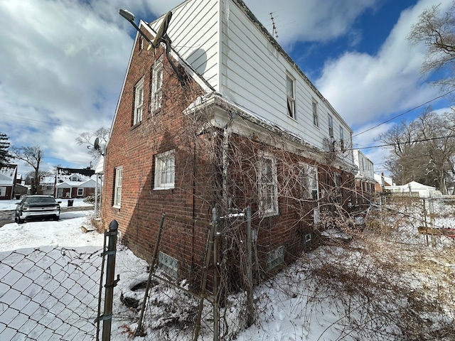 view of snow covered exterior