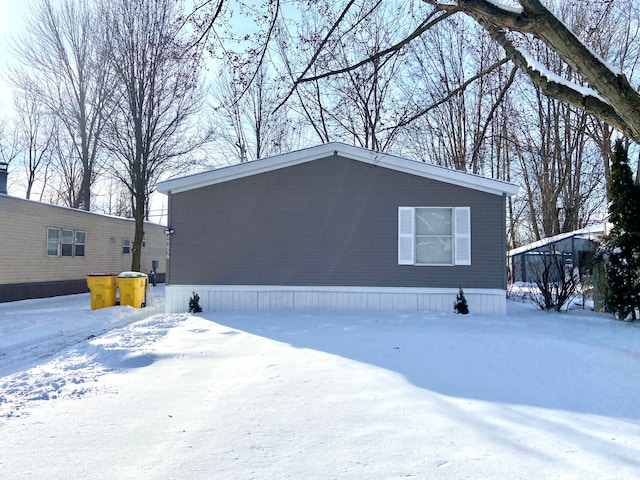 view of snow covered exterior