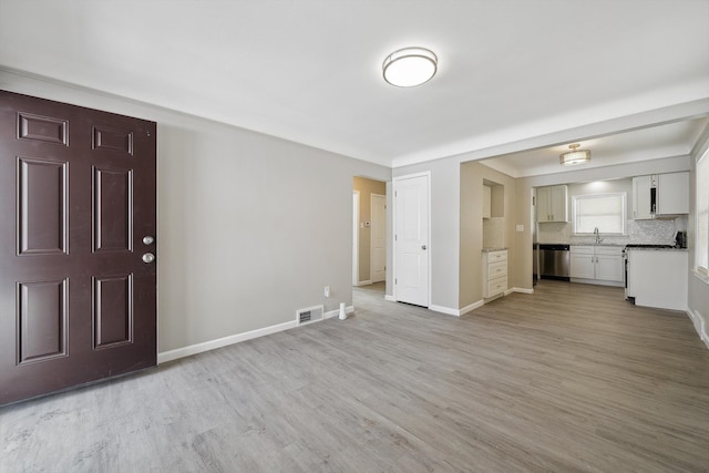 unfurnished living room featuring light hardwood / wood-style floors