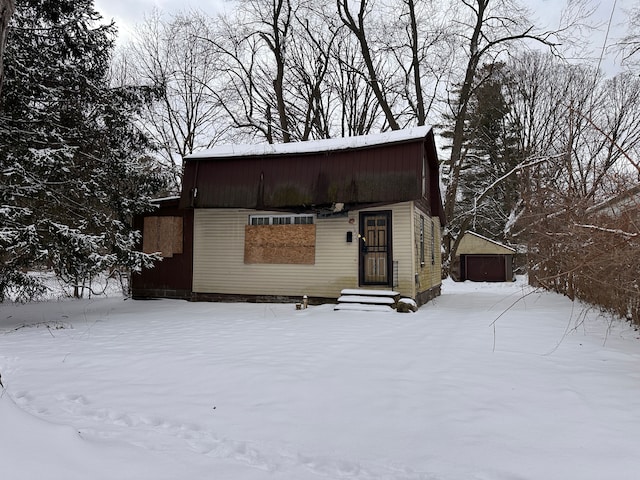 view of snow covered structure