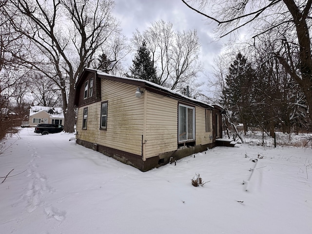 view of snow covered exterior