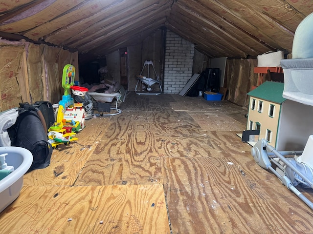 view of unfinished attic