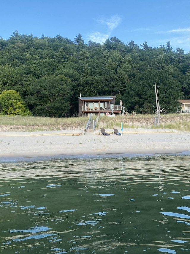 view of water feature featuring a view of the beach