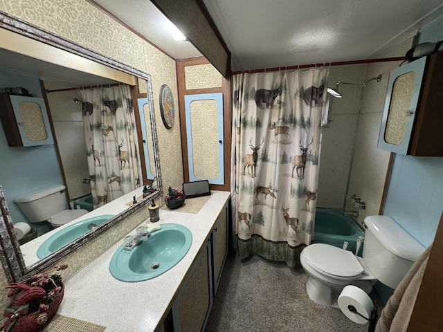 8210 N Johnson Rd, Irons, MI 49644 - full bath featuring toilet, shower / bath combo, and vanity