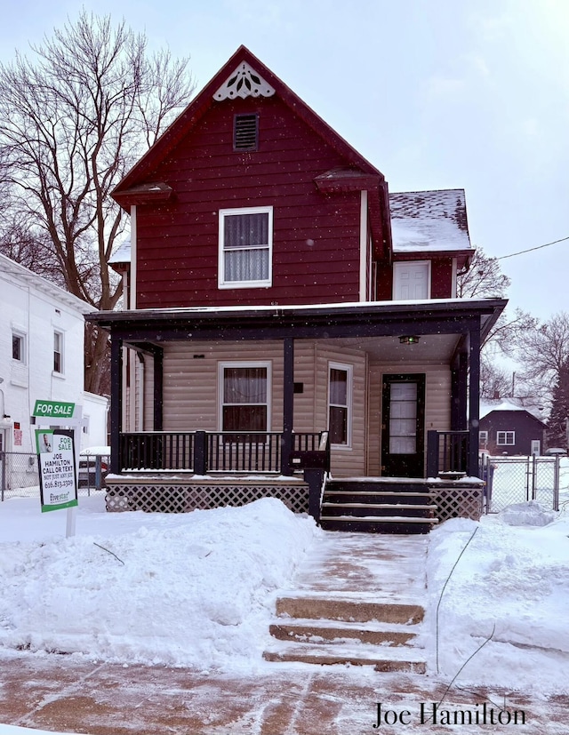 view of front of home featuring covered porch