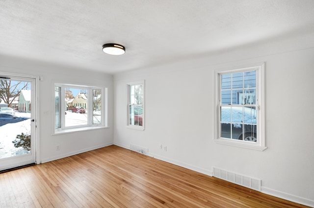 unfurnished room featuring light wood-type flooring and a wealth of natural light