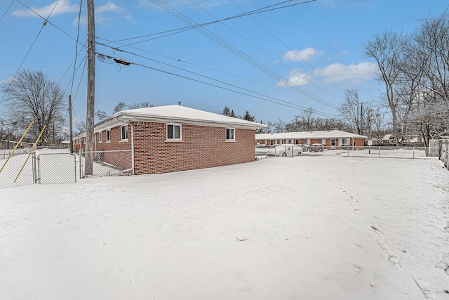 view of snow covered exterior