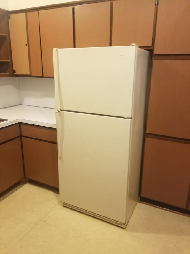 kitchen with white fridge