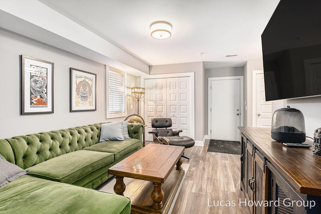 living room featuring light hardwood / wood-style floors