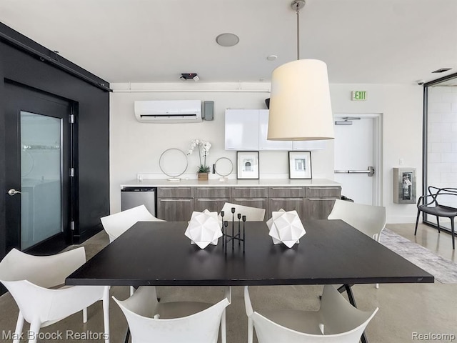 dining space featuring a wall mounted AC