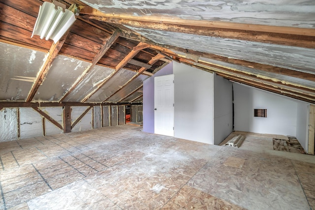 view of unfinished attic