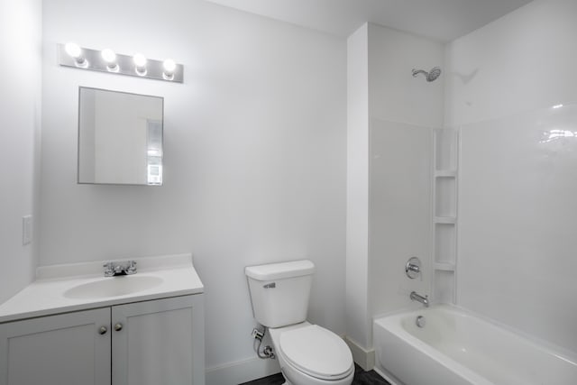 full bathroom with vanity, toilet, and tub / shower combination