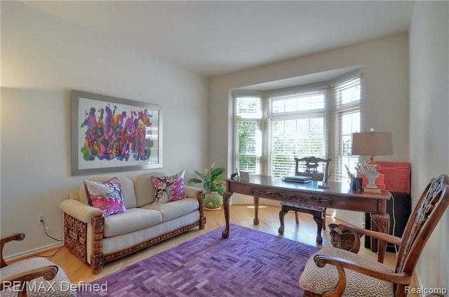 office space featuring hardwood / wood-style floors