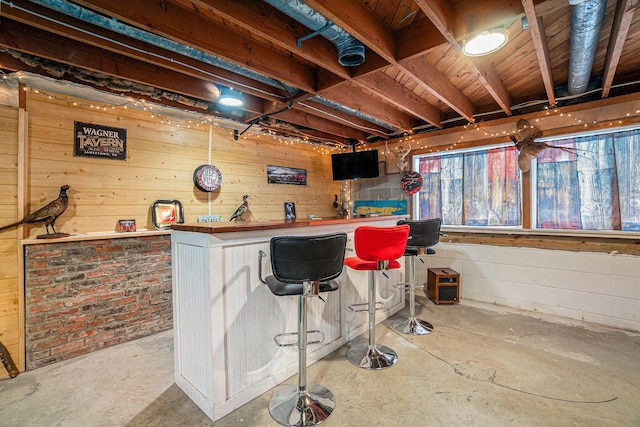 bar featuring wooden walls