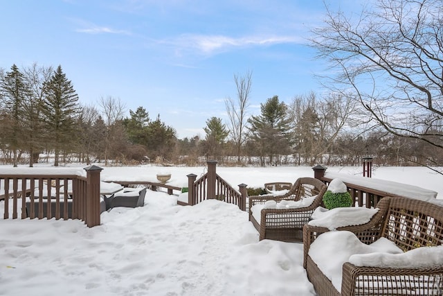 view of yard covered in snow