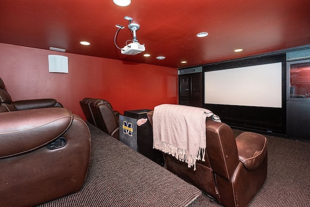 cinema with carpet and recessed lighting