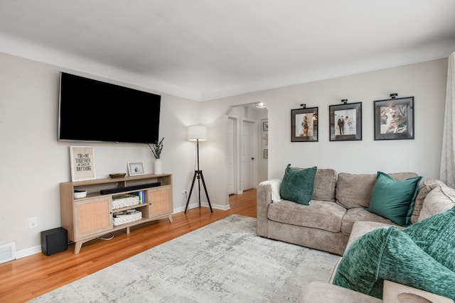 living room featuring hardwood / wood-style flooring