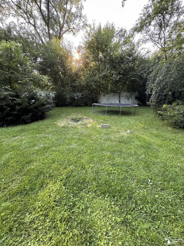 view of yard with a trampoline