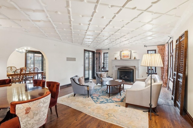 living room with hardwood / wood-style floors