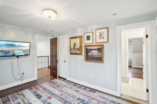 bedroom with wood-type flooring