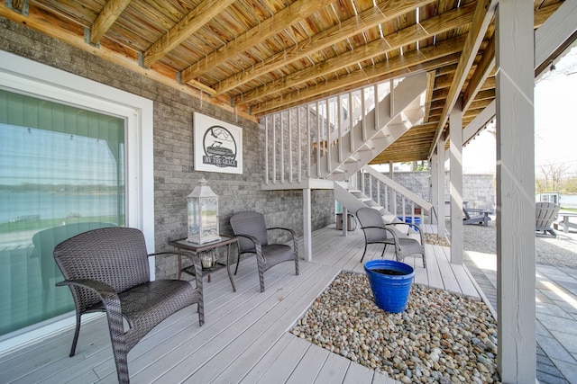 wooden deck with stairs
