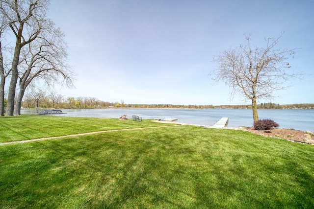 view of yard with a water view