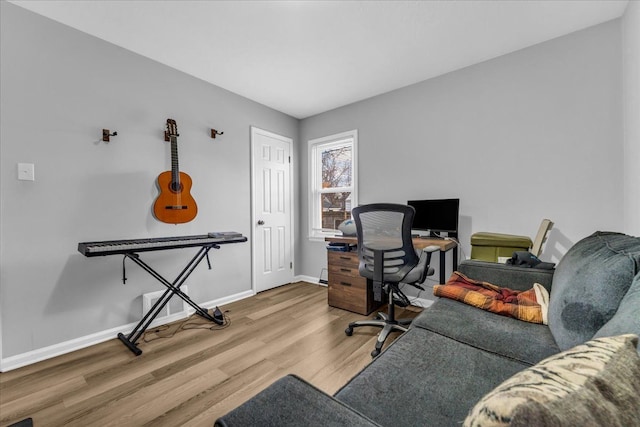 office area featuring light hardwood / wood-style floors