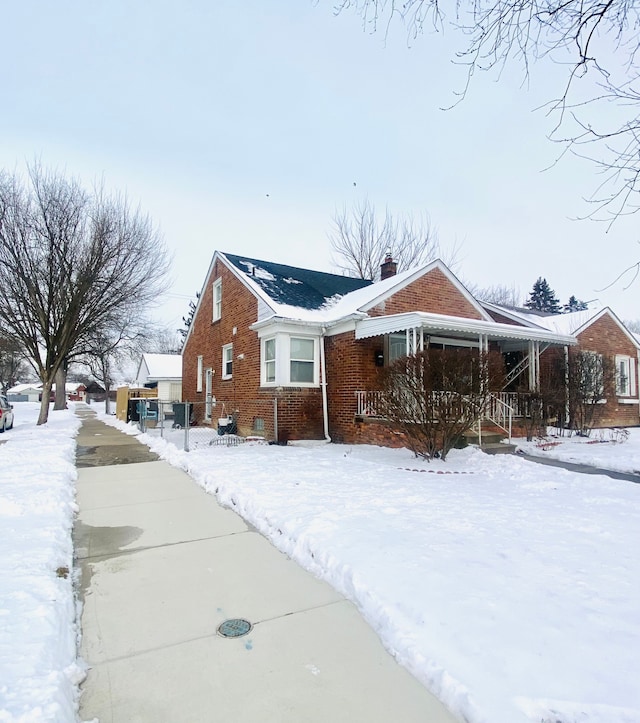 view of snow covered exterior