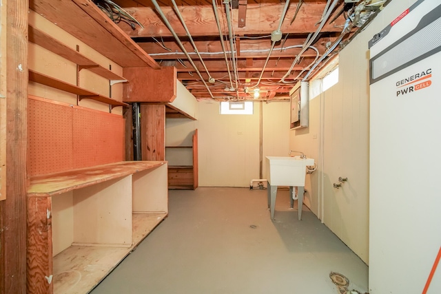 basement featuring water heater