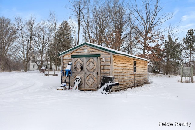 view of snow covered structure