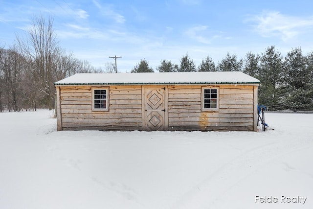 view of snow covered structure