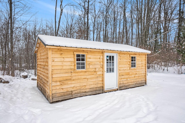 view of snow covered structure