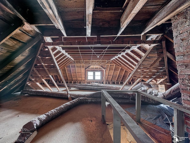 view of unfinished attic