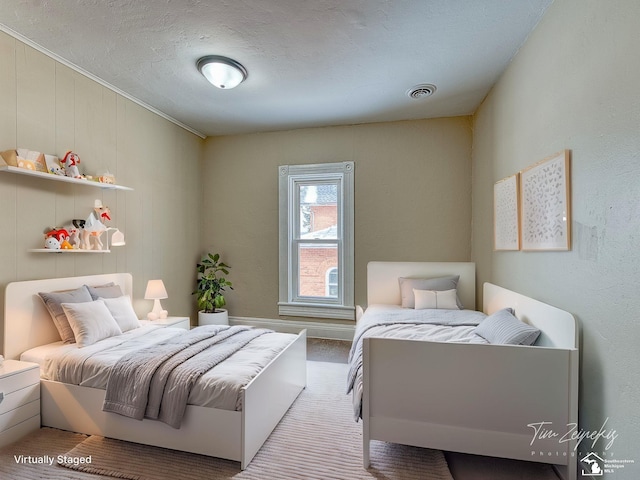 bedroom with a textured ceiling