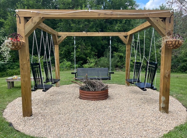 view of community with a playground and a lawn