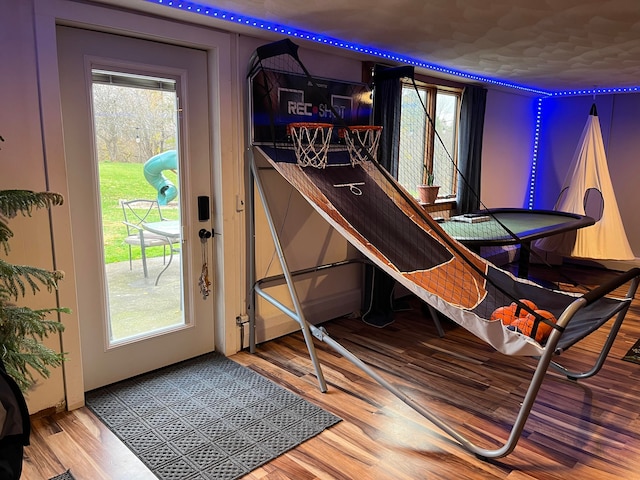 interior space with hardwood / wood-style flooring