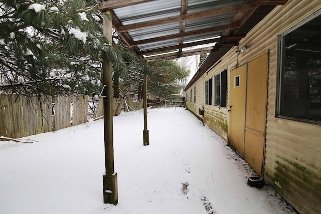 view of yard covered in snow