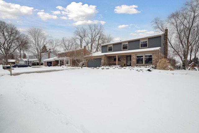 front facade with a garage