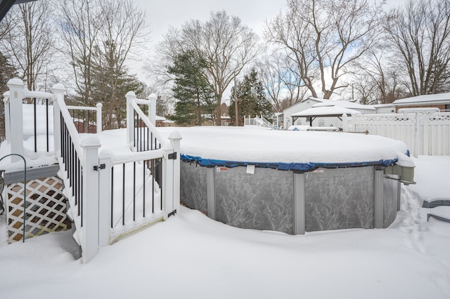 view of yard covered in snow