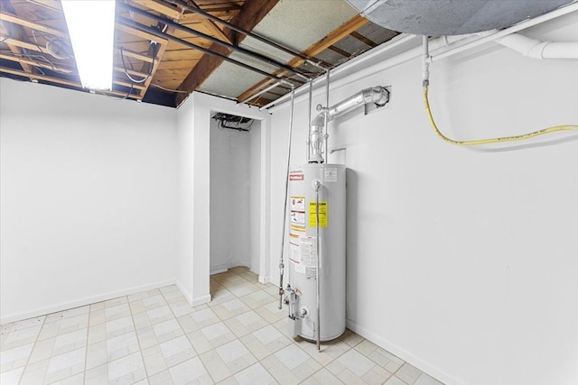 basement featuring gas water heater