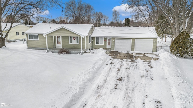 single story home with a garage