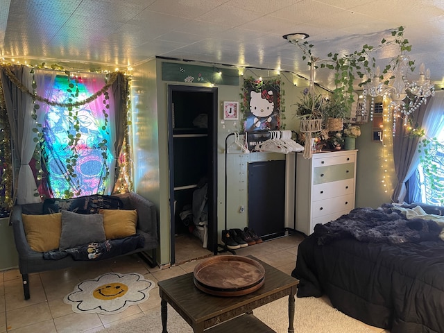 bedroom featuring tile patterned floors