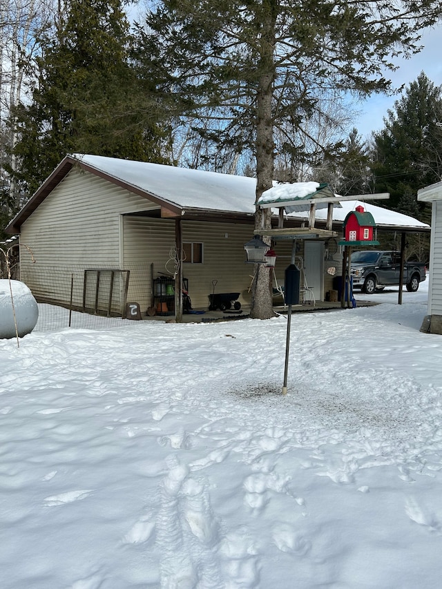 view of snow covered structure