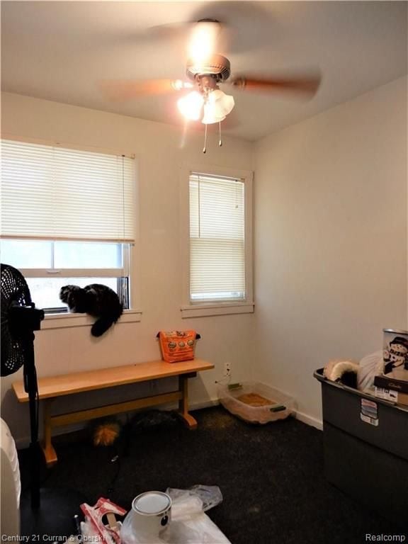 office space featuring ceiling fan